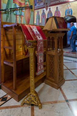 İsrail'de Nasıra yakınlarındaki Tavor Dağı'nda bulunan Transfigürasyon Rum Ortodoks Manastırı'nın iç