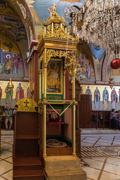 L'interno del Monastero Greco Ortodosso della Trasfigurazione situato sul Monte Tavor vicino a Nazareth in Israele — Foto Stock