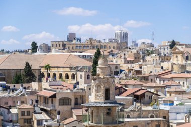 Kudüs,İsrail'deki Eski Şehir'deki Kurtarıcı'nın Lutheran Kilisesi'nin çan kulesinden manzara