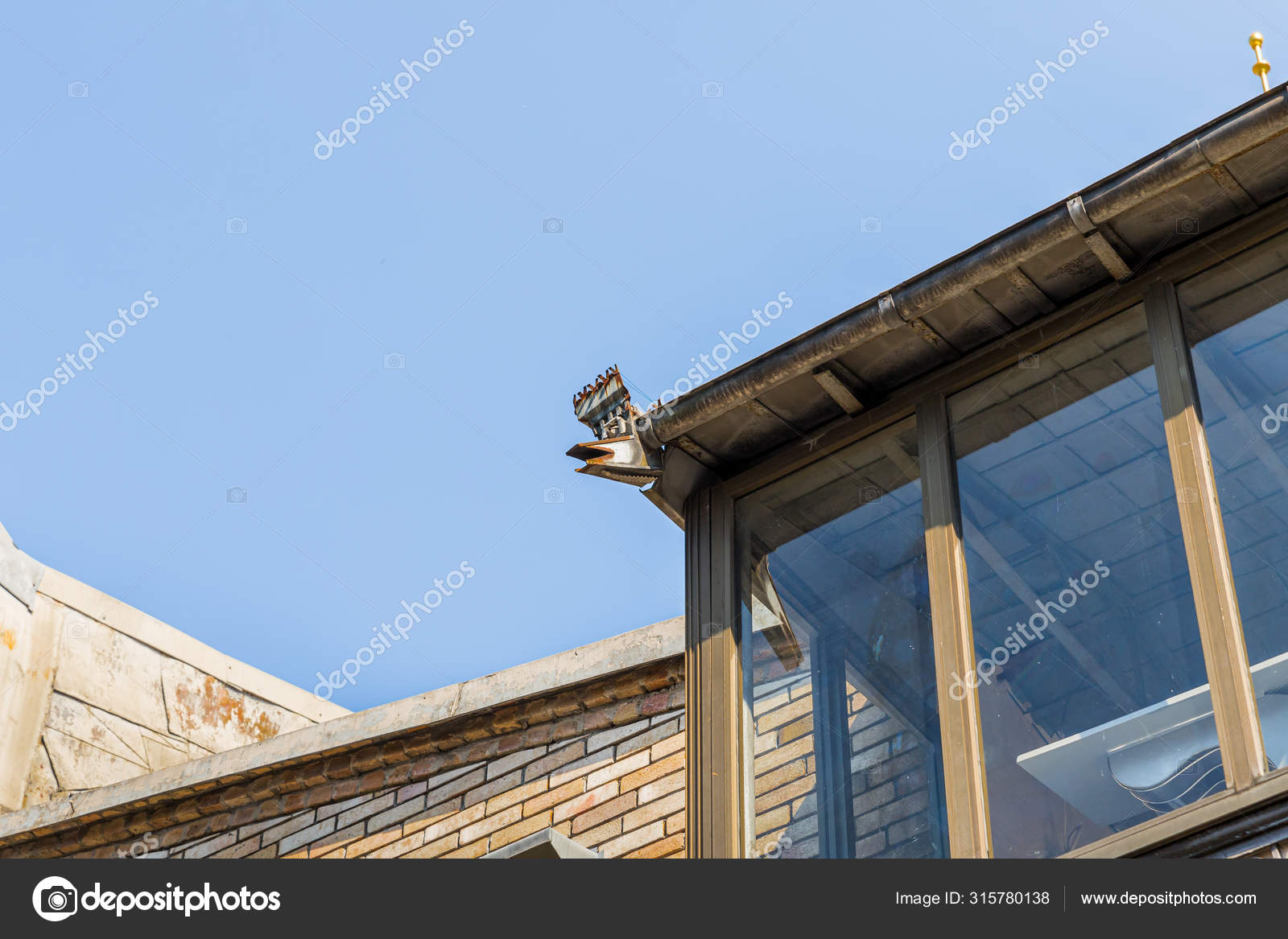 Decorative Metal Rain Gutter In The Old Town Of Batumi City The