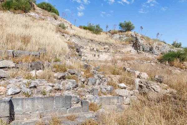 ギリシャ人の遺跡 紀元前3世紀のローマ都市 紀元前8世紀ヒプス ガリラヤ湖近くのゴラン高原のスシタ キネレト イスラエル — ストック写真