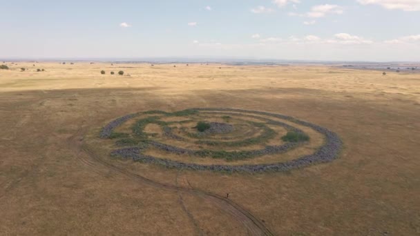 The remnants of the megalithic complex of the early Bronze Age�� - Wheels of Spirits - Rujum Al-Hiri - Gilgal Rephaeem - on the Golan Heights in Israel — стокове відео