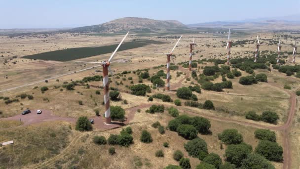 Golan Heights Wind Farm Parco Eolico Israeliano Con Turbine Eoliche — Video Stock