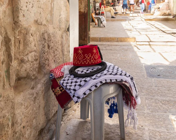 Иерусалим Израиль Июня 2020 Восточные Шляпы Продажу Арабском Квартале Старом — стоковое фото