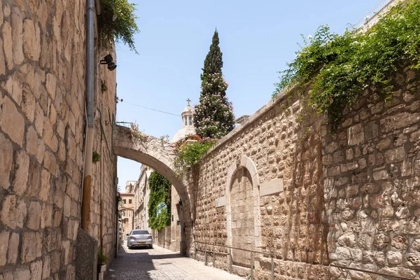 Jerusalem Israel June 2020 Empty Tourism Lion Gate Street Church — 스톡 사진