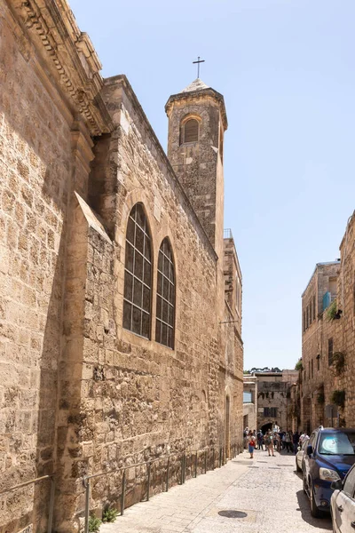Ierusalim Israel Iunie 2020 Turiștii Merg Explorează Strada Poarta Leului — Fotografie, imagine de stoc