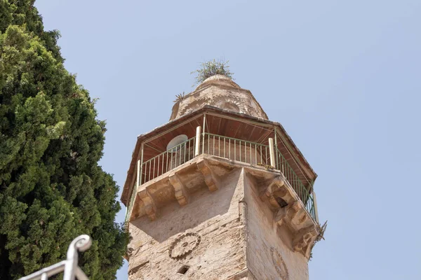 Jerusalén Israel Junio 2020 Minarete Mezquita Omar Situado Frente Entrada — Foto de Stock