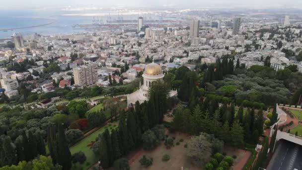 Haifa Israel Junio 2020 Vista Aérea Del Centro Haifa Jardín — Vídeos de Stock