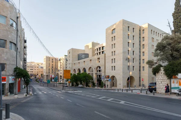 Jerozolima Izrael Czerwca 2020 Ulica Króla Dawida Świetle Promieni Zachodzącego — Zdjęcie stockowe
