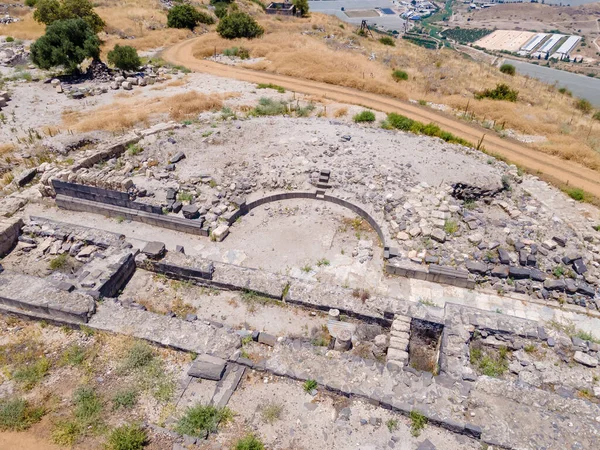 Widok Lotu Ptaka Ruiny Grecko Rzymskiego Miasta Hippus Susita Położonego — Zdjęcie stockowe