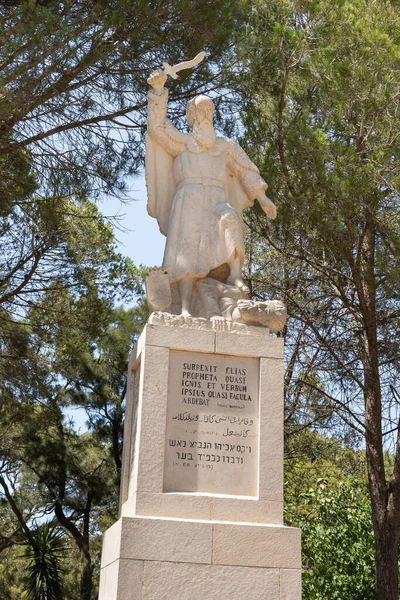 Daliyat Karmel Israël Juillet 2020 Grande Statue Pierre Elie Prophète — Photo