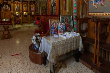 Tiberias, İsrail, 18 Temmuz 2020: İsrail 'in kuzeyindeki Tiberya şehrinden çok uzak olmayan Celile Denizi kıyılarında bulunan Havariler Kilisesi