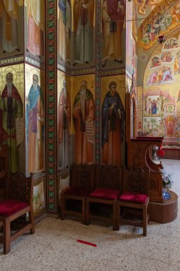 Tiberias, İsrail, 18 Temmuz 2020: İsrail 'in kuzeyindeki Tiberya şehrinden çok uzak olmayan Celile Denizi kıyılarında bulunan Havariler Kilisesi