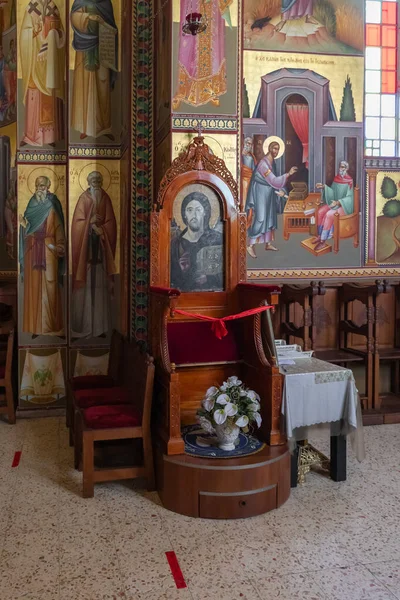 Tiberias Israel Juli 2020 Interiören Apostlarnas Kyrka Vid Galileiska Havets — Stockfoto