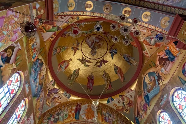 Tiberias Israel July 2020 Ceiling Dome Religious Drawings Church Apostles — Stock Photo, Image