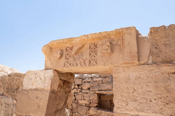 Decorative Stone Carvings Walls Ruins Shivta National Park Southern Israel — Stock Photo, Image