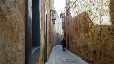 Mdina, Malta, 04 July, 2013 : Narrow street in historical part of Mdina old city in Malta