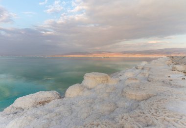 İsrail 'in güneyindeki Ölü Deniz kıyılarının yakınlarındaki tuzdan oluşan tuhaf eşmerkezli desenler.