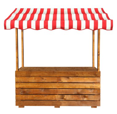 Market stall with stripped awning clipart