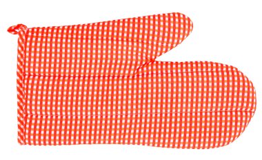 Red plaid glove for oven clipart