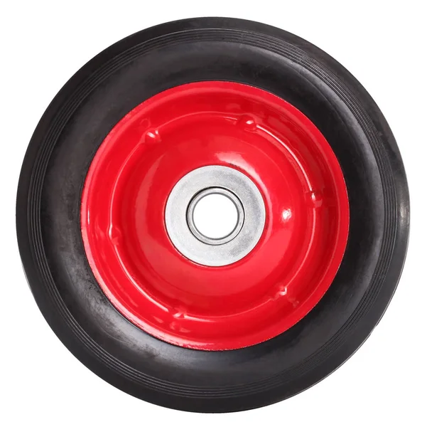 Red Metal Wheel Black Tire — Stock Photo, Image