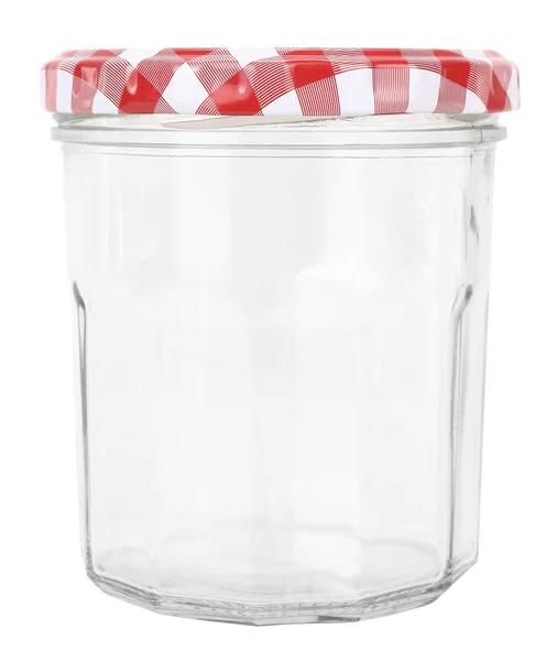 Vaso Vetro Con Coperchio Plaid Rosso — Foto Stock