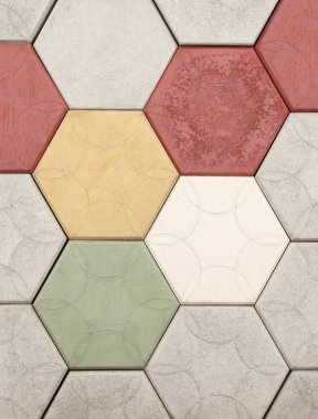 Renkli kaldırım blokları altıgen