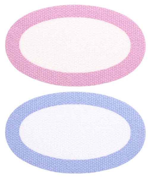 Μπλε Και Ροζ Ετικέτες Υφασμάτων — Φωτογραφία Αρχείου