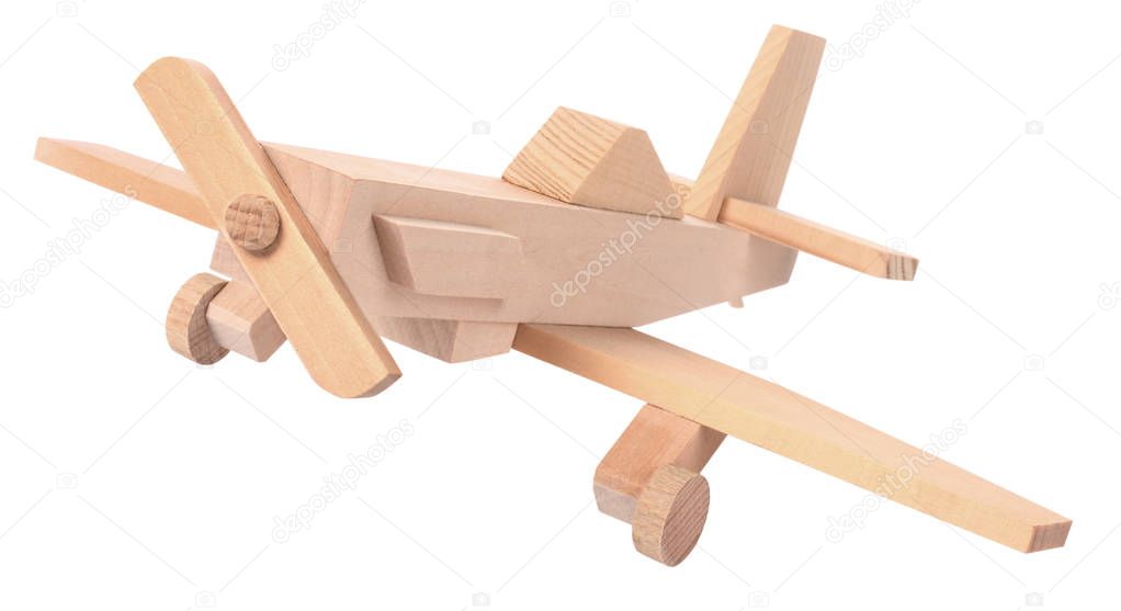 Wooden brown airplane toy