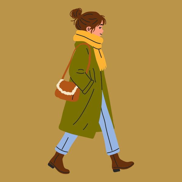 Trendy Woman in Oversized Coat with Cozy Accessories