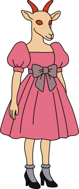 Spooky Fashion: Goat Head with Pink Dress
