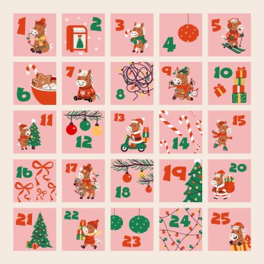 Noel için Karikatür Atı Gelişmiş Takvimi