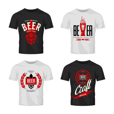 Modern zanaat bira içecek vektör logo işareti için bar, pub, bira ya da t-shirt sahte kadar izole brewhouse. Premium kalite organik logo tee illüstrasyon yazdırın. Bira Festivali moda amblem tasarımı ayarla.