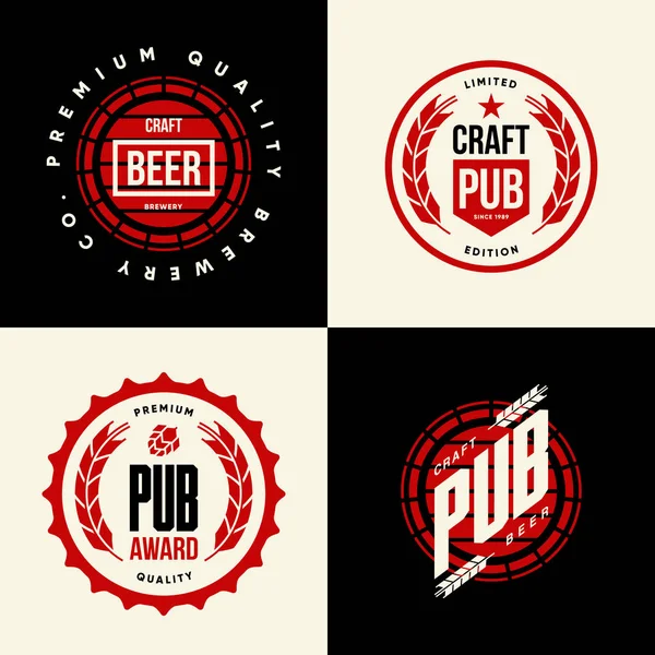 Signo Logotipo Aislado Vector Bebida Cerveza Artesanal Moderna Para Bar — Archivo Imágenes Vectoriales