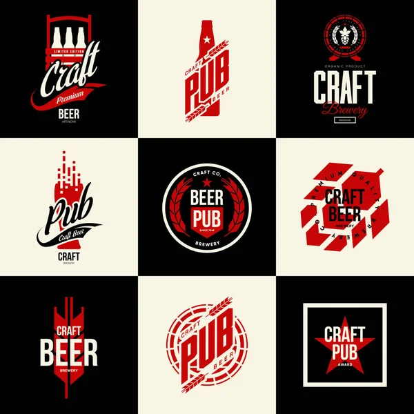 Sinal Logotipo Vetor Bebida Cerveja Artesanal Isolado Moderno Para Bar — Vetor de Stock