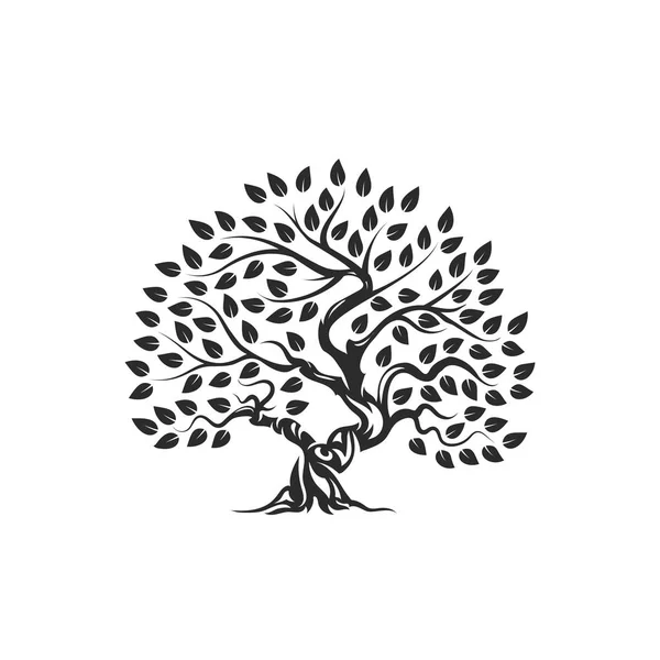 有機自然と健康なオリーブの木シルエットのロゴは白い背景で隔離 現代ベクトル緑色植物アイコン記号デザインのアートワーク プレミアム品質石油製品ロゴタイプ フラット エンブレムのイラスト — ストックベクタ