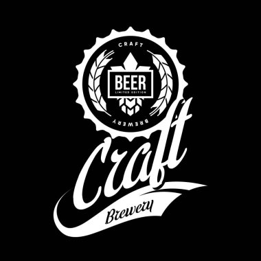 Modern zanaat bira içki bira, pub, brewhouse veya bar için logo vektör işareti marka izole. Premium Kalite hop logo tee baskı rozet illüstrasyon. Bira Festivali moda t-shirt amblem tasarımı.