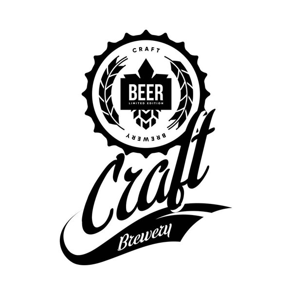 Modern craft beer drink isolated vector logo sign branding for brewery, pub, brewhouse or bar.Premium quality hop logotype tee print badge illustration. Brewing fest fashion t-shirt emblem design.