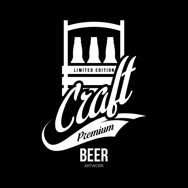 Modern craft beer drink isolated vector logo sign for brewery, pub, brewhouse or bar.Premium quality bottle box logotype tee print badge illustration. Brewing fest fashion t-shirt emblem design.