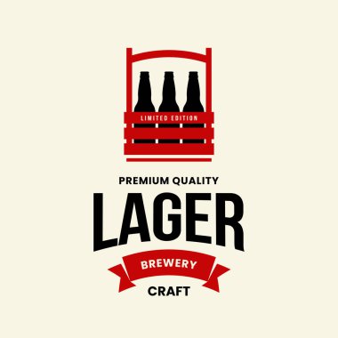 Modern zanaat bira içecek vektör logo işareti için bar, pub, mağaza, brewhouse veya açık renkli izole bira. Premium Kalite şişe kutusu logo illüstrasyon. Bira amblemi t-shirt rozet tasarım.