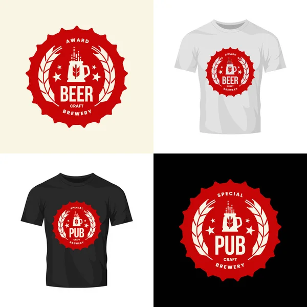 Muestra Logotipo Vectores Cerveza Artesanal Moderna Para Bar Pub Tienda — Vector de stock