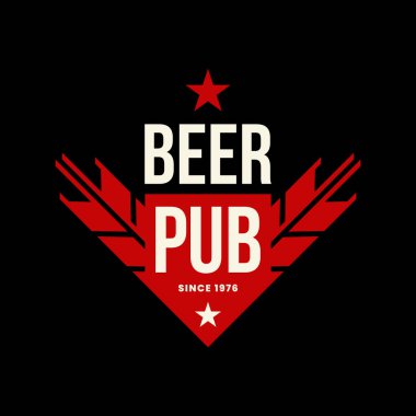 Modern zanaat bira içecek vektör logo işareti için bar, pub, mağaza, brewhouse veya siyah arka plan üzerine izole bira. Premium Kalite kulak ok logo illüstrasyon. Bira amblemi t-shirt rozet tasarım.