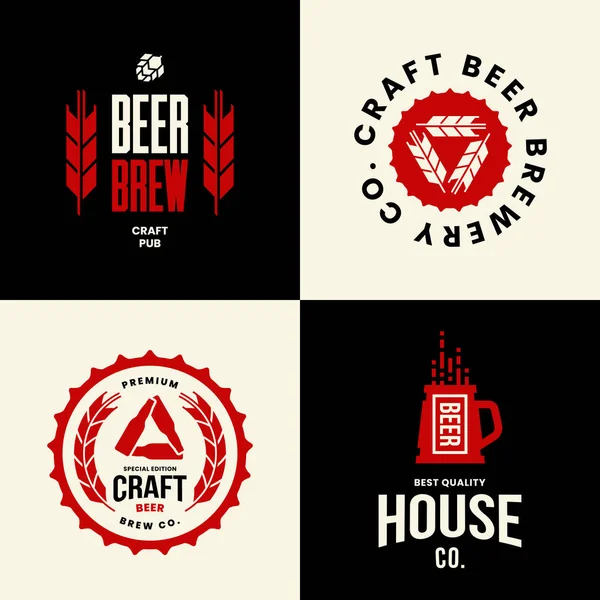 Sinal Logotipo Vetorial Isolado Bebida Moderna Cerveja Artesanal Para Bar — Vetor de Stock
