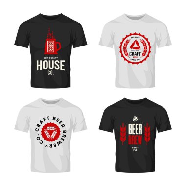 Modern zanaat bira içecek vektör logo işareti için bar, pub, mağaza, brewhouse ya da bira t-shirt sahte paket kadar üzerinde. Premium Kalite kupa, şişe Logo Amblem resimde kümesi. Bira Festivali rozet tasarım.