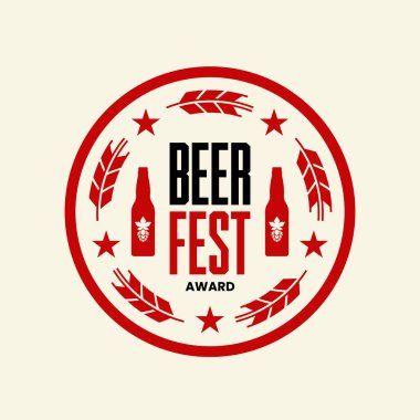 Modern zanaat bira içecek vektör logo işareti için bar, pub, mağaza, brewhouse veya açık renkli izole bira. Premium Kalite amblem logo illüstrasyon. Bira yuvarlak fest t-shirt rozet tasarım.