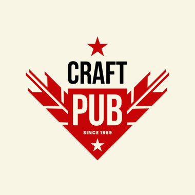 Modern zanaat bira içecek vektör logo işareti için bar, pub, mağaza, brewhouse veya açık renkli izole bira. Premium Kalite kulak ok logo illüstrasyon. Bira amblemi t-shirt rozet tasarım.