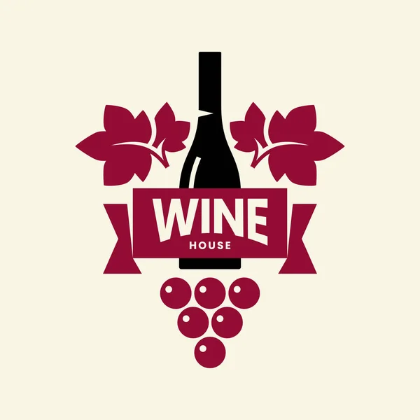Sinal Logotipo Vetor Vinho Moderno Para Taberna Restaurante Casa Loja — Vetor de Stock