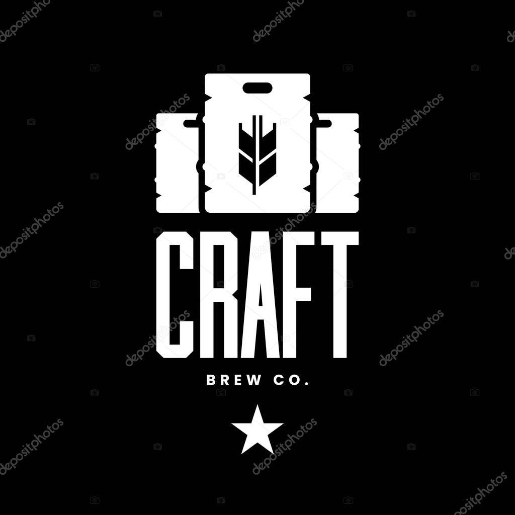 Modern craft beer drink vector logo sign for bar, pub, store, brewhouse or brewery isolated on black background.Premium quality keg logotype illustration. Brewing fest fashion t-shirt badge design.
