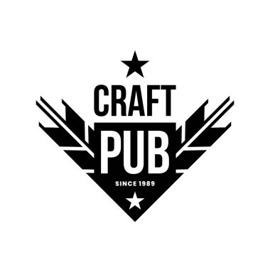Beyaz arka planda izole Bar, pub, mağaza, Brewhouse veya bira için modern zanaat bira içecek vektör logosu işareti. Premium kalite kulak ok logo illüstrasyon. Bira amblemi t-shirt rozet tasarımı.