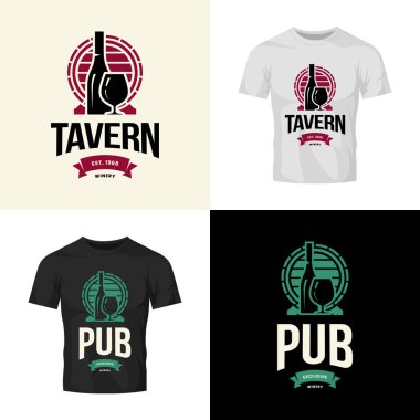 İzole Modern şarap vektör logo toplama lokali, Restoran, ev, Dükkanı, mağaza, kulüp ve Bodrum için. Premium Kalite dedikodu logo illüstrasyon ayarlayın. Moda marka rozet tasarım şablon paketi.